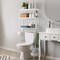 3-Tier Over-The-Toilet Storage Shelf with Toilet Paper Holder | 35.6" Height-Adjusted White Wooden Organizer | Anti-Tip Space Saver for Small Bathrooms & Laundry Rooms